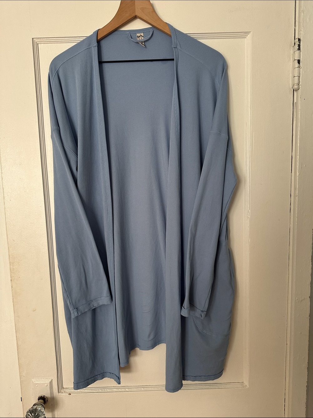 Free People Blue Ribbed Lounge Cardigan Robe